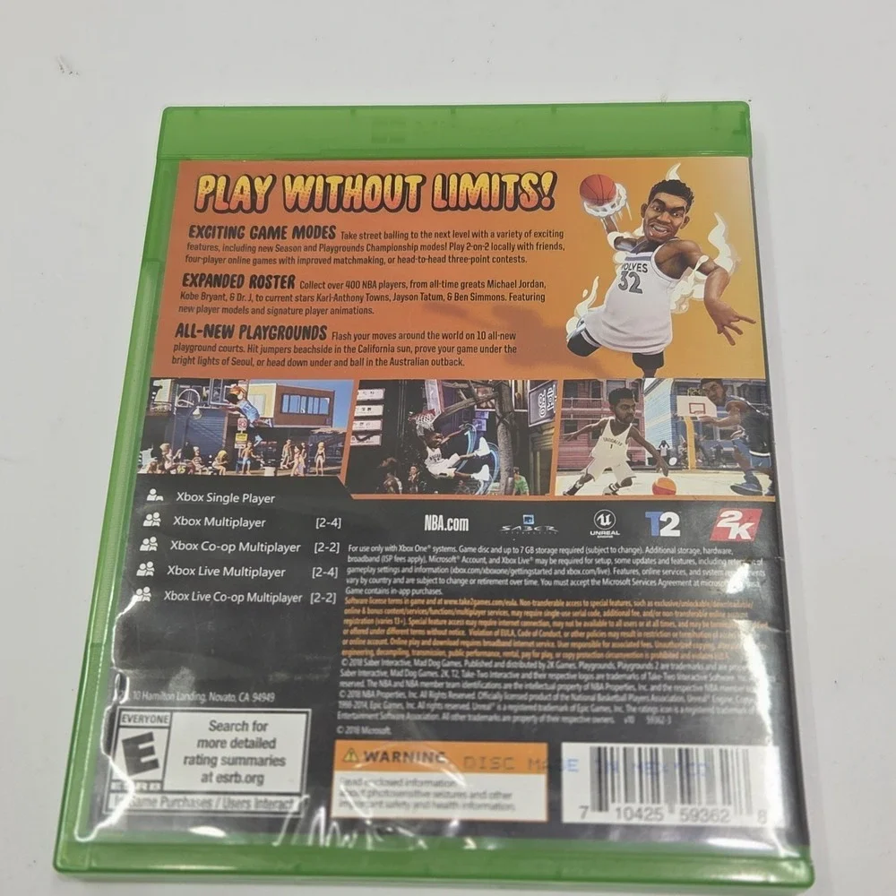 NBA 2K Playgrounds 2 Xbox One Game CIB Complete Case Disc 2018 Arcade Basketball
